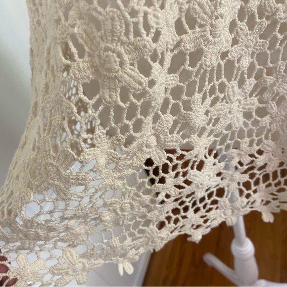 Rue 21 Off White Crochet A Line Tank Top Size S Boho Hippie Festival Beachy Swim - Picture 6 of 7